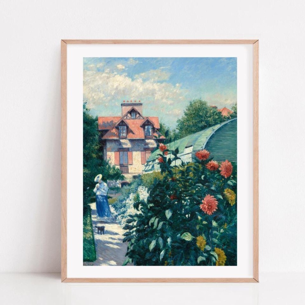 Caillebote Dahlia Garden, french painting, impressionist art print